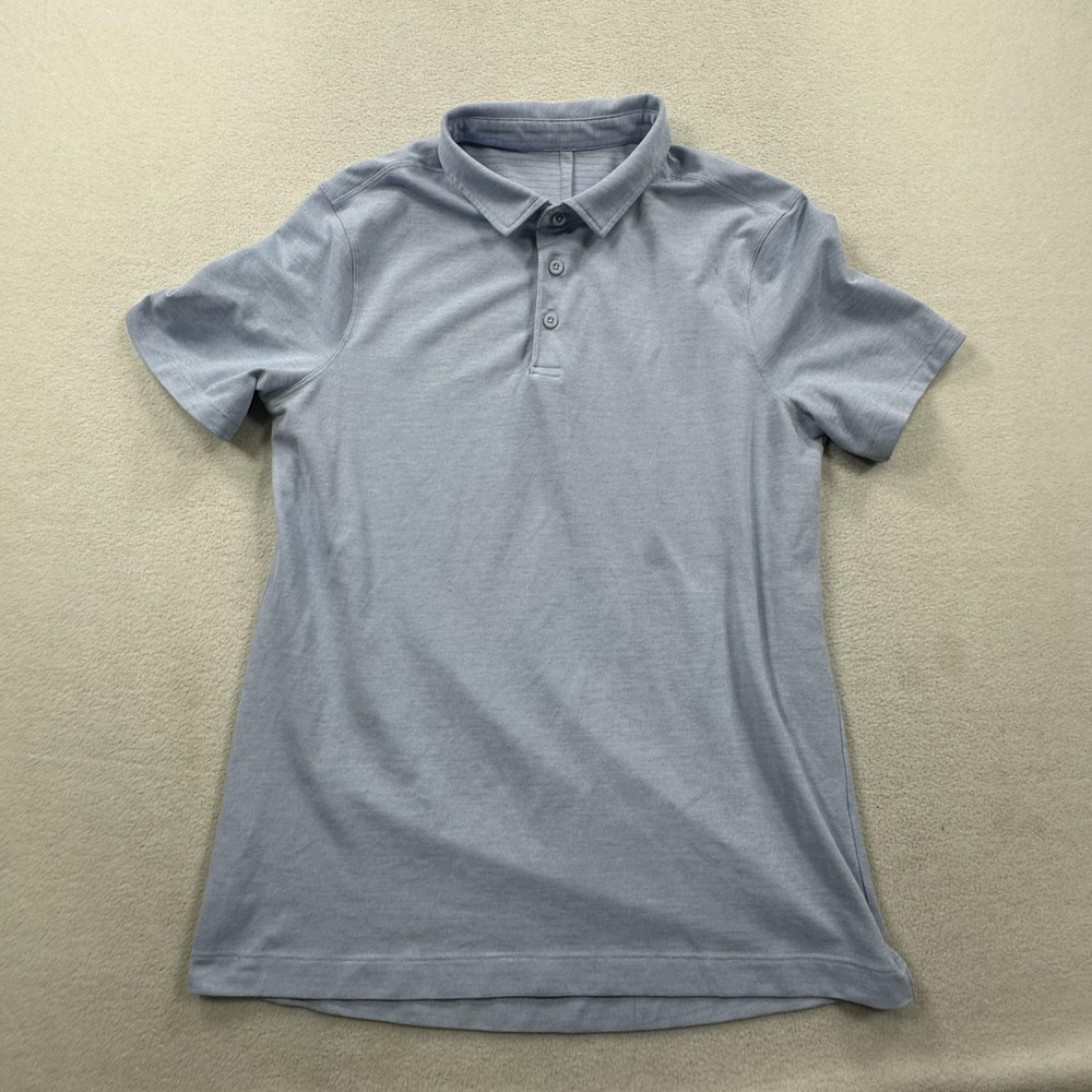 Lululemon Evolution Polo Shirt Mens Small Gray Blue Golf Performance Casual